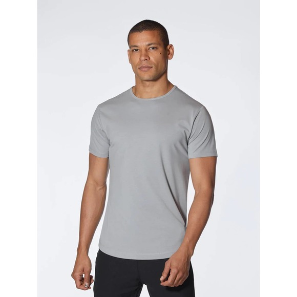 Cuts Clothing Men's Curve Hem Crew Neck Signature Fit Tee T-Shirt - Granite - Picture 2 of 5